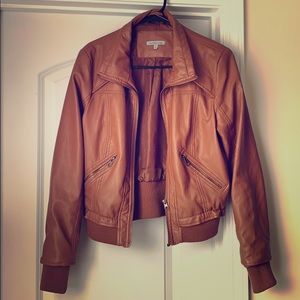 Leather bomber jacket